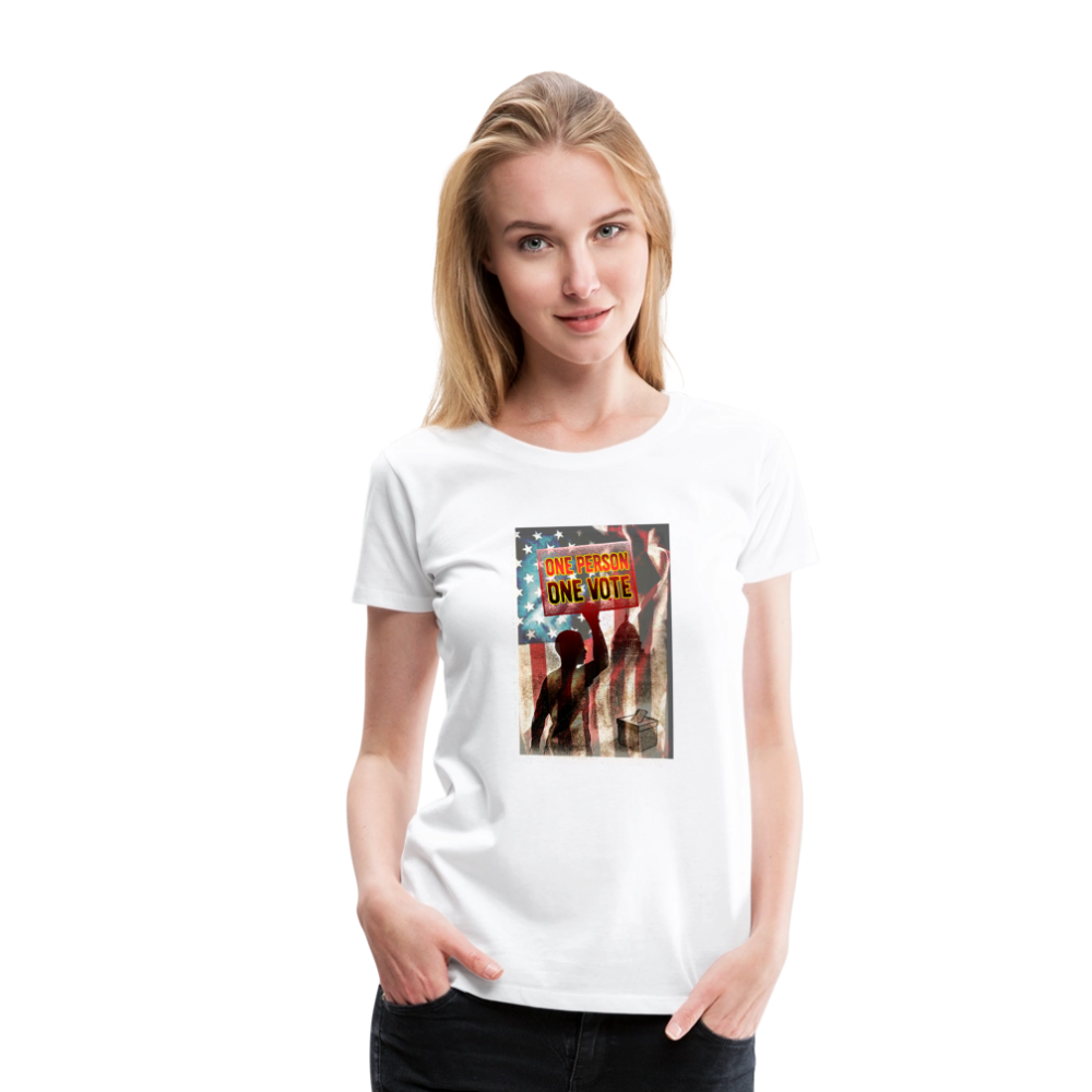 One Person, One Vote" | Women’s Premium Political T-Shirt – Slim Fit, Soft Cotton - white